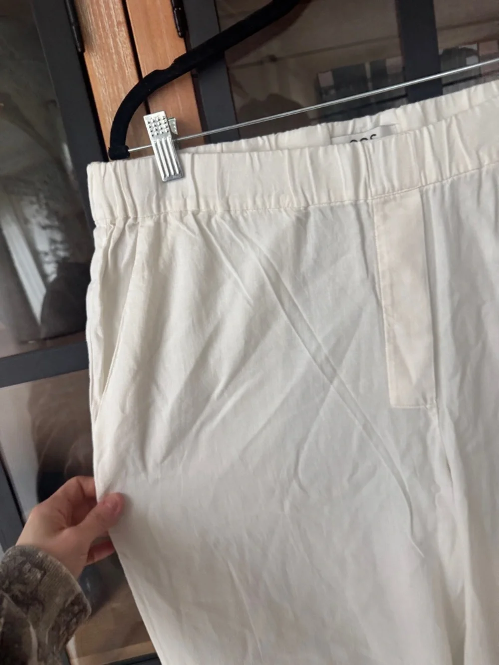 New COS linen pants pull on high rise wide leg elastic waitband boxers